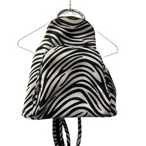 Zebra Print Mini Backpack Small Novelty Bag Silver Ring Detail